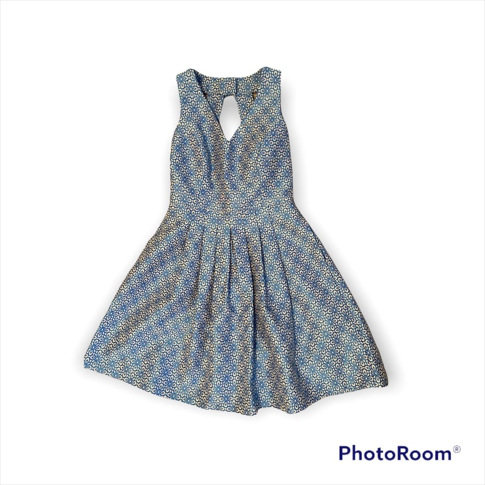 Banana Republic dress embroidered blue flowers